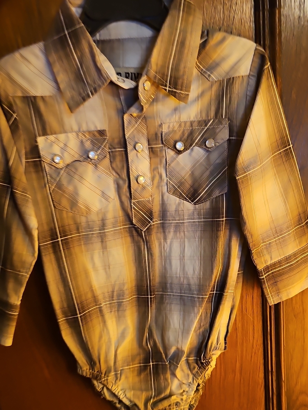 Kids Plaid Pearl Snap onesie